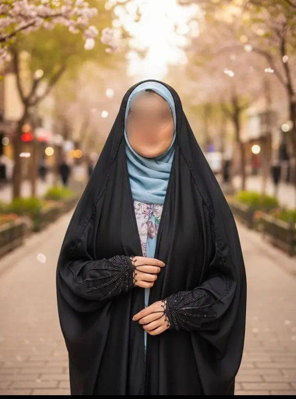 چادر عربی مشکی مدل جده منجوق دوزی شده